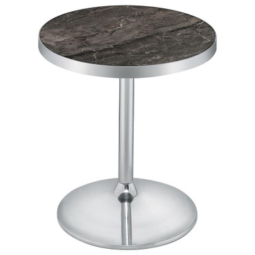 Cazen Round Faux Marble Top Pedestal Side Table Grey / CS-930134