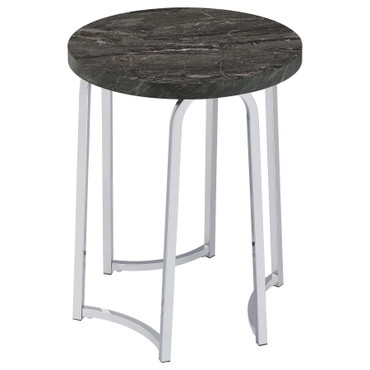 Barcelo Round Faux Marble Top Metal Side Table Grey / CS-930135