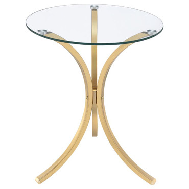 Eloise Round Glass Top Curved Metal Side Table Gold / CS-902869GLD