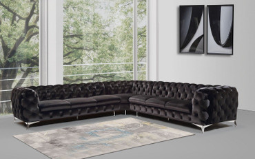 Delilah - Glam Black Fabric Sectional Sofa / VGCA1546A-BLK