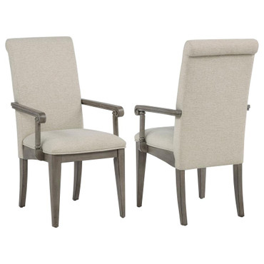 Cresswell Upholstered Dining Arm Chair Tan (Set of 2) / CS-107453