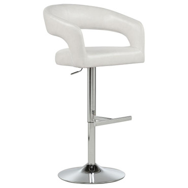 Travia Leatherette Upholstered Adjustable Bar Stool Ivory / CS-182157IVR