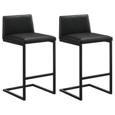 Vardon Genuine Leather Bar Stool Black (Set of 2) / CS-182226BLK