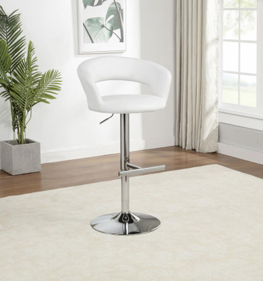 Travia Adjustable Leatherette Swivel Bar Stool White and Chrome / CS-182718WHT