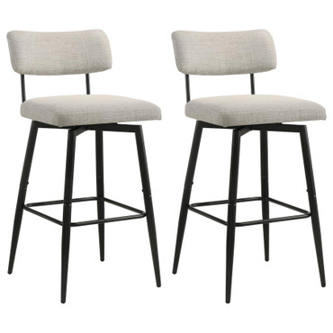 Levine Fabric Upholstered Swivel Bar Chair Cream (Set of 2) / CS-182475CRM