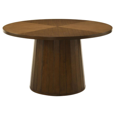 Galindo 52-inch Round Walnut Veneer Dining Table Walnut / CS-193750