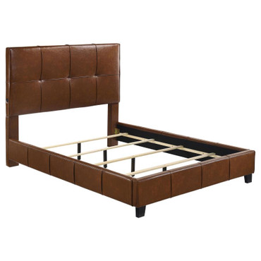 Farrell Queen Leatherette Upholstered Panel Bed Brown / CS-315923Q