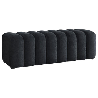 Summer Chenille Upholstered Channel Accent Bench Black / CS-910413