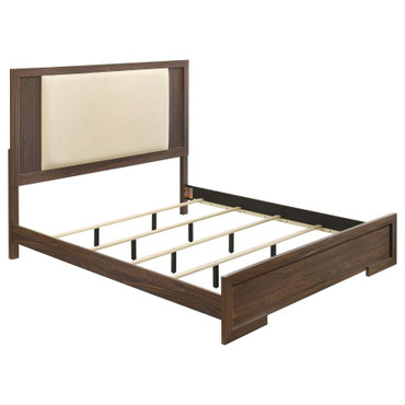 Etienne Eastern King Velvet Upholstered Panel Bed Walnut / CS-225121KE