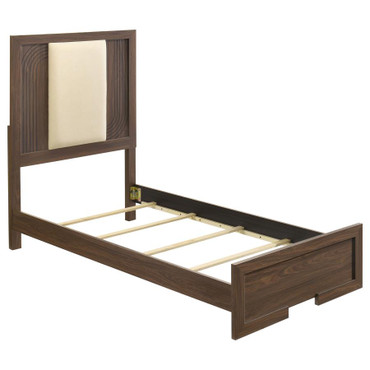 Etienne Twin Velvet Upholstered Panel Bed Walnut / CS-225121T