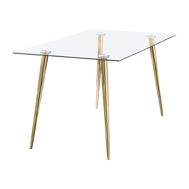 Gilman Rectangular 64-inch Glass Top Dining Table Gold / CS-190621GLD