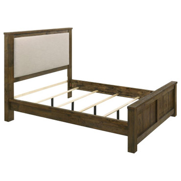 Doherty Queen Linen Upholstered Panel Bed Rustic Brown / CS-225161Q