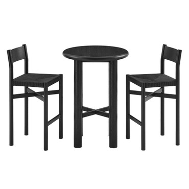 Alvia 3-Piece Round Oak Wood Bar Table With Bar Stools Set by Modway / EEI-7556