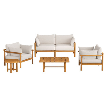 Eleni 5-Piece Outdoor Patio Teak Wood Furniture Set by Modway / EEI-7660