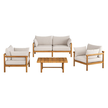 Eleni 4-Piece Outdoor Patio Teak Wood Sofa Set by Modway / EEI-7661