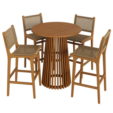 Rowe 5-Piece Outdoor Patio Teak Wood Bar Set by Modway / EEI-7698