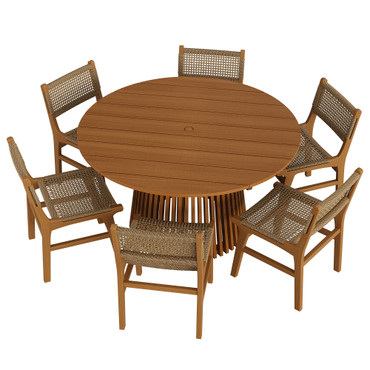 Rowe 7-Piece Outdoor Patio Teak Wood Dining Set by Modway / EEI-7704