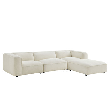 Auren 4 Piece Lattice Bouclé Upholstered Modular Sofa with Ottoman by Modway / EEI-7721