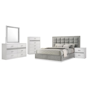 Viana 5-Piece Queen Platform Bedroom Set Grey and White High Gloss / CS-305770Q-S5