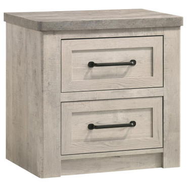 Nevado Farmhouse 2-Drawer Nightstand Grey and Weathered Taupe / CS-225192