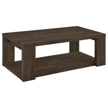 Pavone Rectangular Coffee Table with Open Lower Shelf Dark Rustic Mango / CS-706628