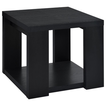 Pavone Transitional Square Storage End Table with Open Lower Shelf Black / CS-706637