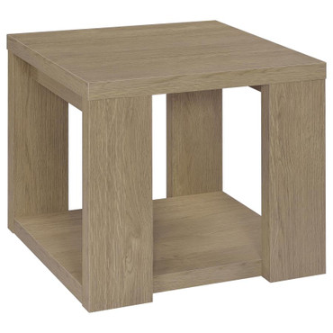 Pavone Transitional Square Storage End Table with Open Lower Shelf Latte / CS-706647