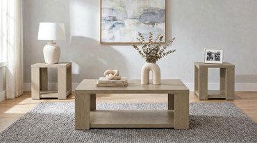 Pavone 3-Piece Transitional Coffee and End Table Set with Shelves Latte / CS-706648-S3