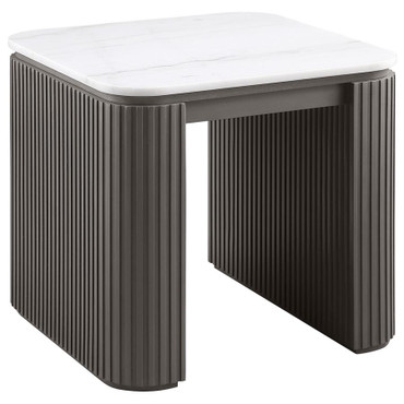 Lior Square Marble Top End Table Charcoal / CS-710937