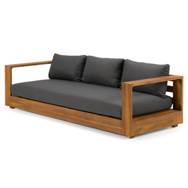 Santorini - Outdoor Grey Olefin Fabric + Natural Teak Sofa / VGEF-CROVIE-SOFA