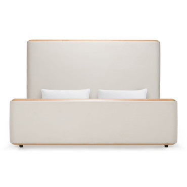 Eastern King Mora - Modern Cream Fabric + Wood Bed / VGBY-ZH-04-CRM-EK