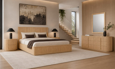 Queen Kayce - Modern Natural Oak 4-Piece Bedroom Set / VGWD-BR-QB-KB-4PCSET-OAK-Q