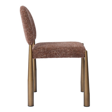 Nouveau Zagros - Modern Brick Red Fabric + Antique Brass Dining Chair (Set of 2) / VGEU-MC-7637CH-RED