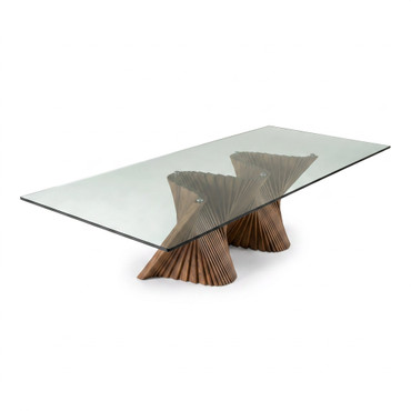 Byer - Modern Glass + Walnut Dining Table / VGCS-DT-21004-Walnut