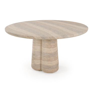 Aragats - Modern Faux Travertine Concrete Round Dining Table / VGTP-201090