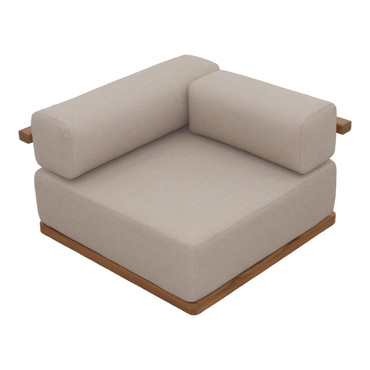 Nouveau Saint Croix - Outdoor Light Brown Olefin Fabric + Teak Corner Seat / VGEF-MATHEUS-CNR