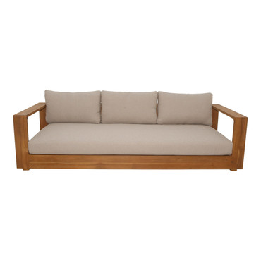 Nouveau Santorini - Outdoor Light Brown Olefin Fabric + Natural Teak Sofa / VGEF-CROVIE-SOFA-1-Brown