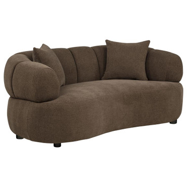 Casarin Fabric Channel-Back Loveseat Brown / CS-511252