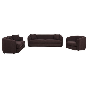 Delroy 3-Piece Stationary Sofa Set Aubergine Polyester Upholstery / CS-511261-S3