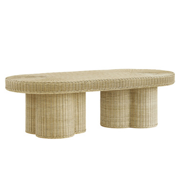 Sarova 60 Inch Natural Rattan Oval Pedestal Coffee Table by Modway / EEI-7911