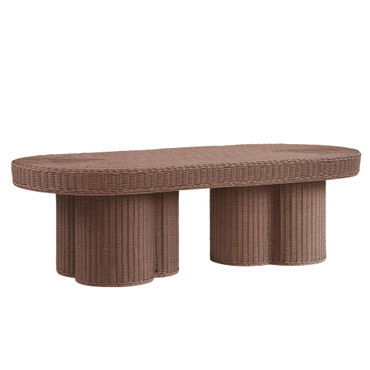 Sarova 60 Inch Natural Rattan Oval Pedestal Coffee Table by Modway / EEI-7912