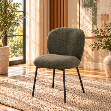 Cassian Green Linen Side Chair, Features Extension Dining Table Ceramic Top | DN05536