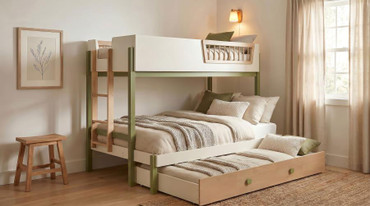 Evren Twin-over-Full Bunk Bed with Trundle and Ladder Tri-Tone / CS-460621-SET