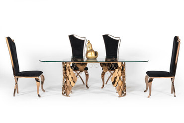 Bonnie Transitional Black Velvet & Rosegold Dining Chair (Set of 2) / VGZAY906-BLK