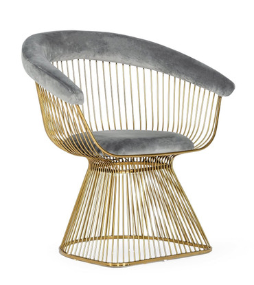 Chandler - Modern Grey Velvet & Gold Dining Chair / VGZAY007-GRY
