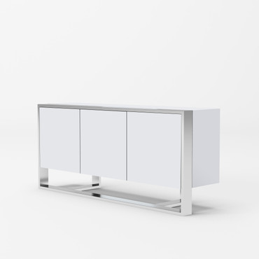 Fauna - Modern White High Gloss & Stainless Steel Buffet / VGBBBN-2M-WHT-BUF