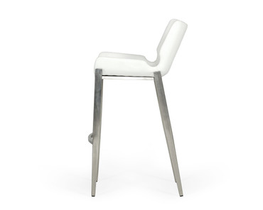 Dave - Modern White Leatherette Bar Stool (Set of 2) / VGHR5368/B-WHT-BS