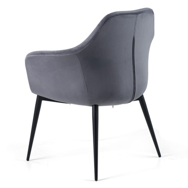 Wilson - Modern Grey Velvet & Black Dining Chair / VGHR3404-GRY-DC