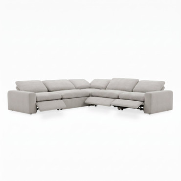Corinth - Modern Grey Fabric Sectional Sofa with 3 Power Recliners & Headrests / VGKM-KM-920E-GRY