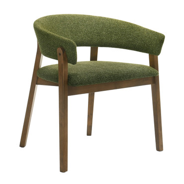 Ike - Mid-Century Modern Green Fabric + Walnut Dining Chair (Set of 2) / VGMA-MI-1363-Green